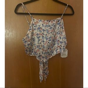 Altar’d State Satin Floral Tieback Halter